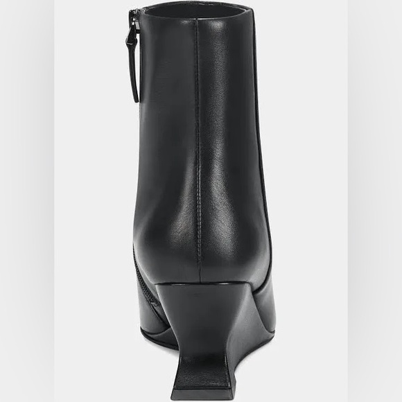 AEROSOLES Black Leather Inee Comfort Wedge Booties - Picture 3 of 7